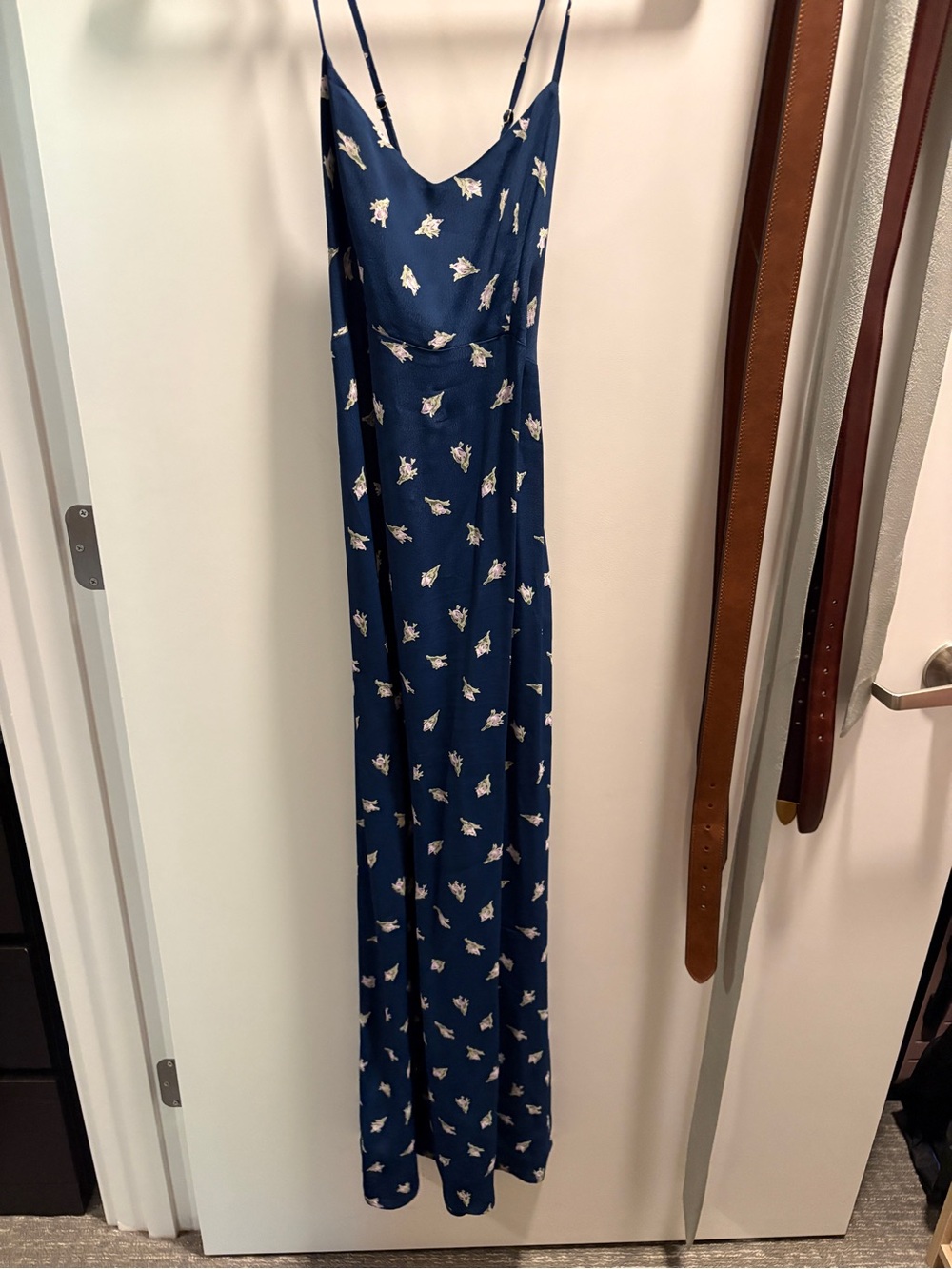 Navy Blue Floral Slip Maxi Dress